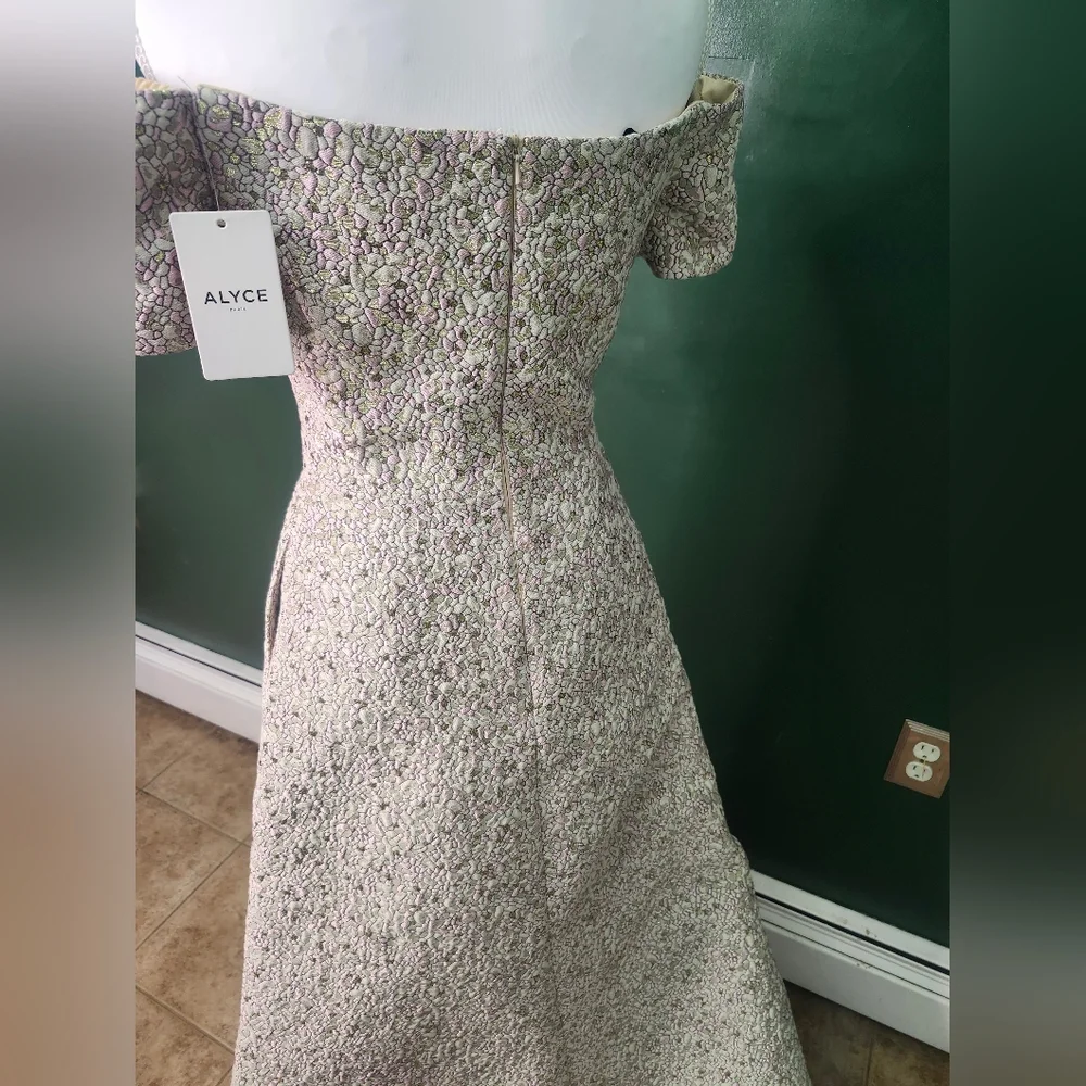 Alyce Paris Pink Floral Off-Shoulder Maxi Dress - Picture 8 of 13